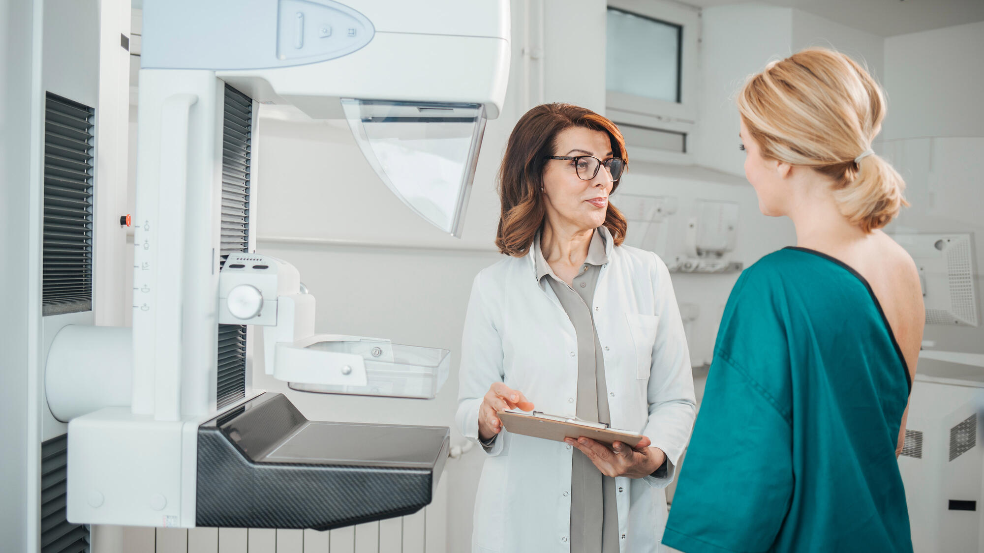 Nurse and patient discussing their results