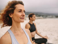 Two women yoga community